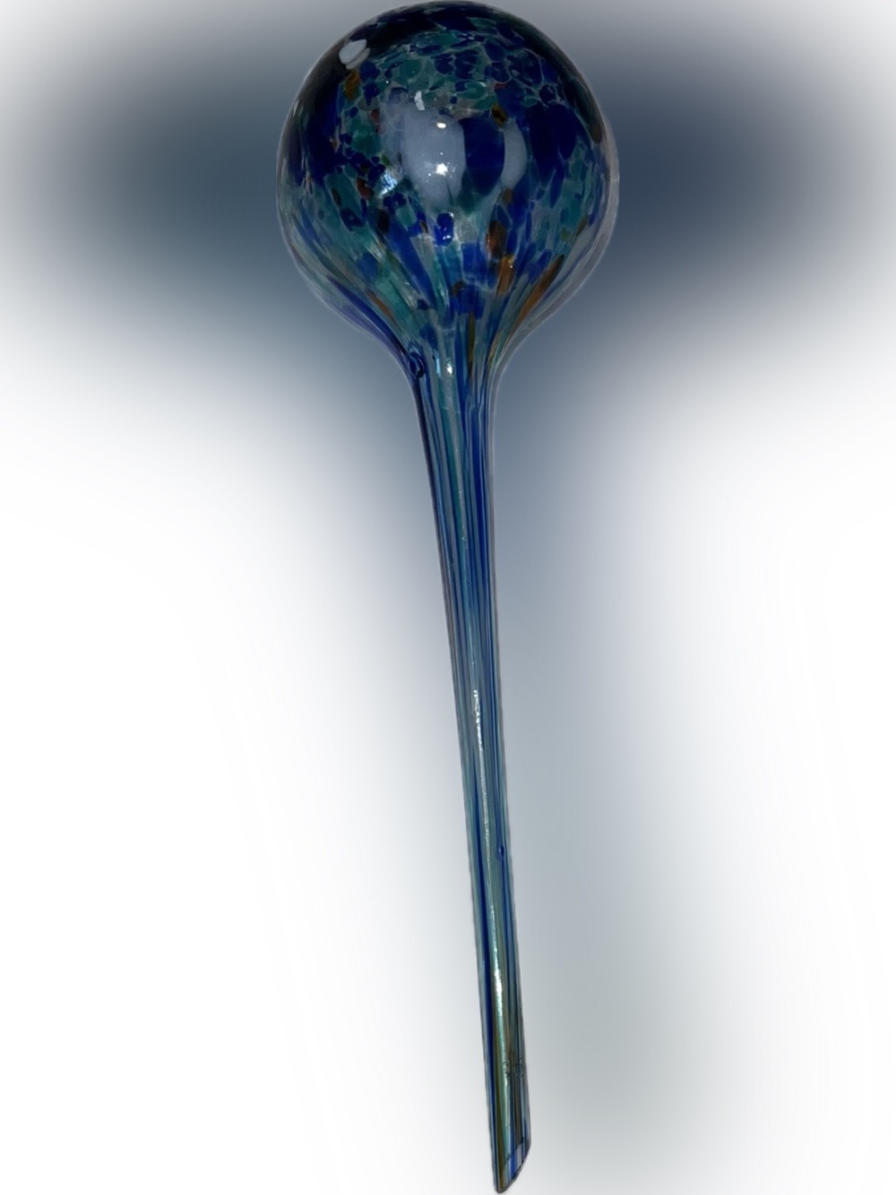 🍄 Handblown Blue Speckled Glass Garden Self Watering Globe Spike